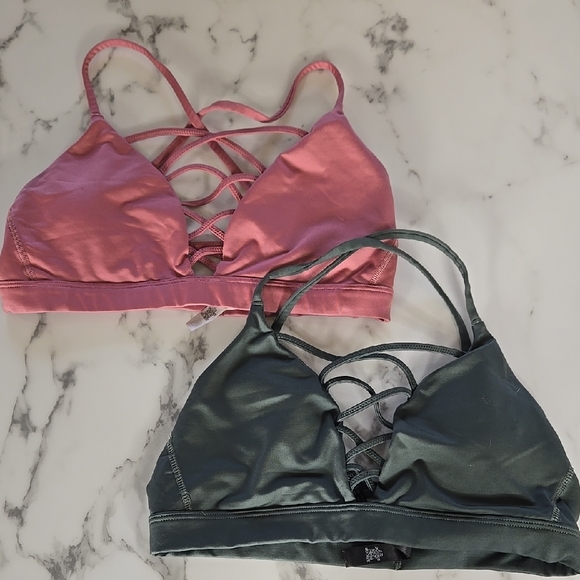 Victoria's Secret Other - Victoria's Secret  Pink and Green Sports Bras with Lace-Up Detail Sport